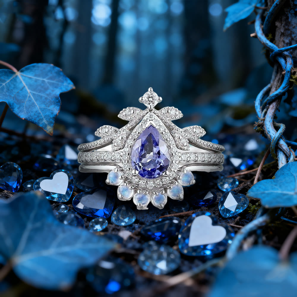 FREE Today: Tear Sapphire 3-Piece Crown Ring Set - US 10 - image 0