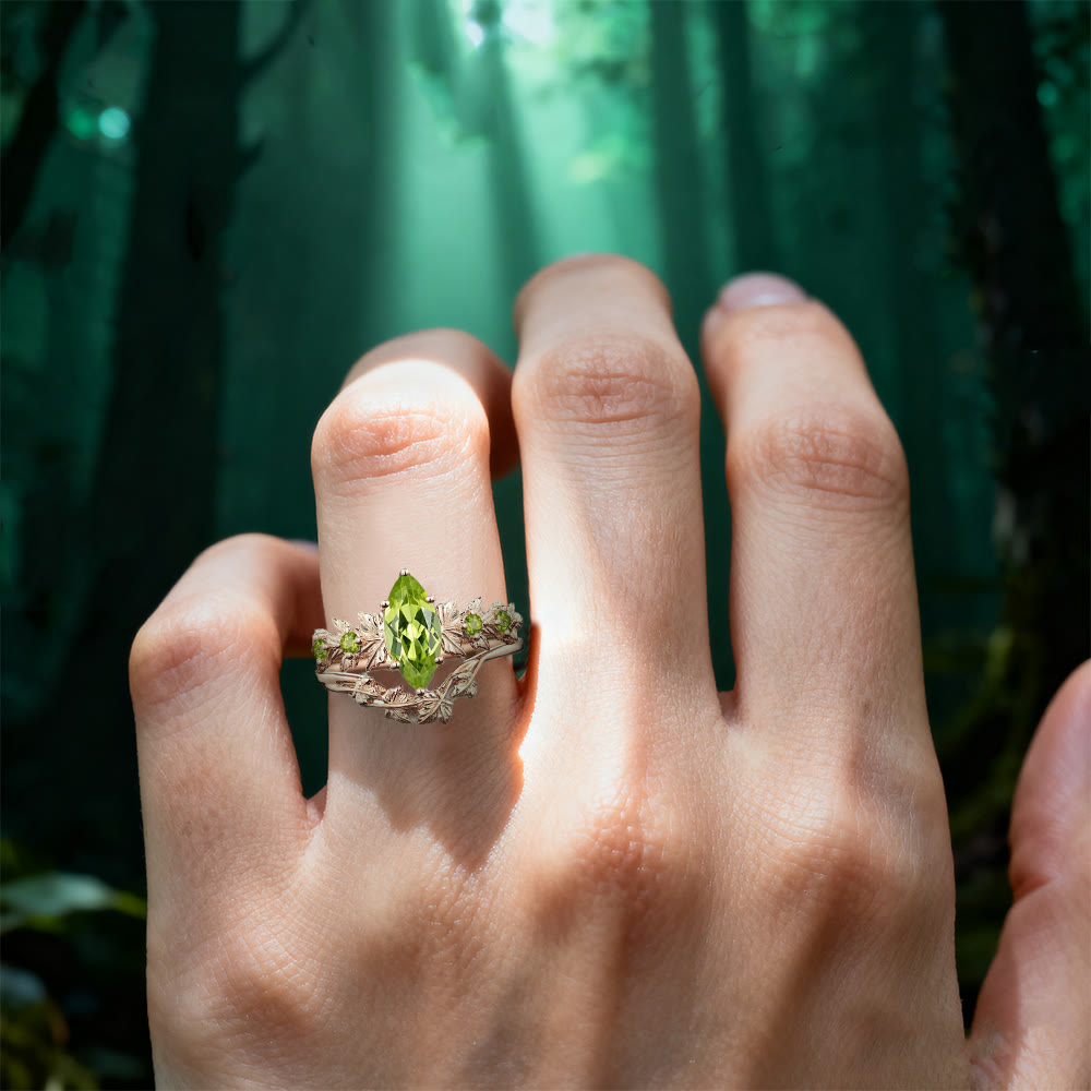 FREE Today: Rose Gold Leaf Peridot Ring Set - image 1