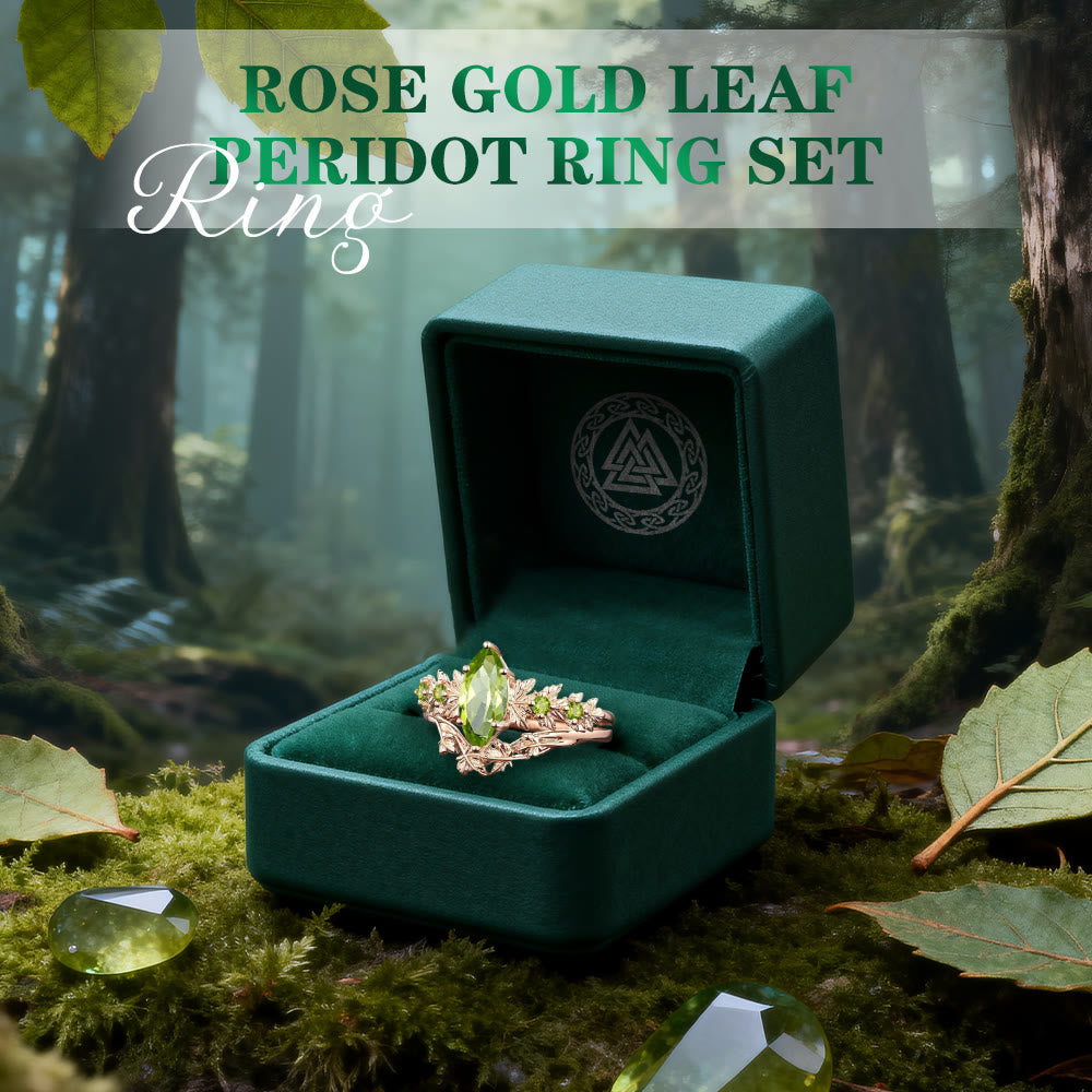 FREE Today: Rose Gold Leaf Peridot Ring Set - image 2