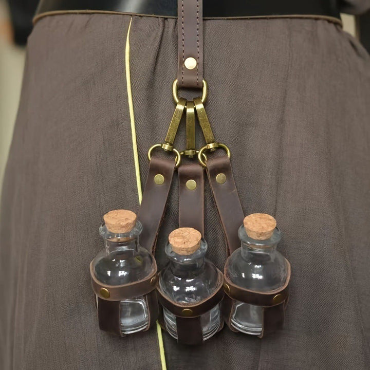 WorldNorse Vintage Leather Strapped Corked Potion Bottle Set - image 1