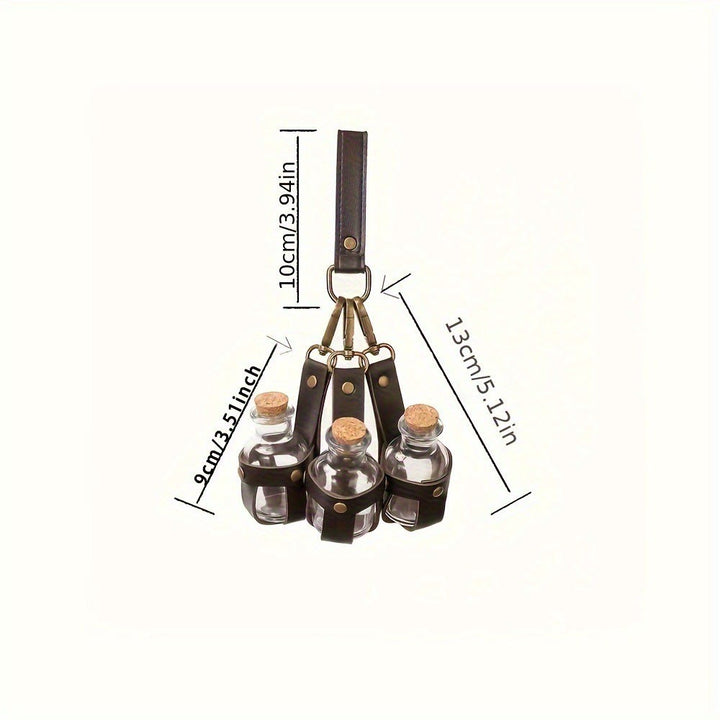 WorldNorse Vintage Leather Strapped Corked Potion Bottle Set - image 6