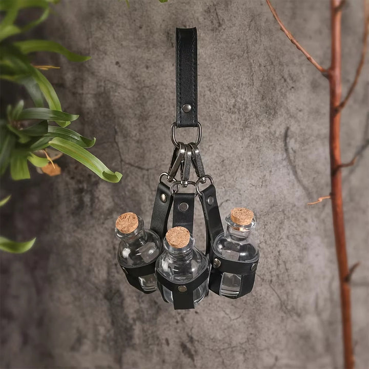 WorldNorse Vintage Leather Strapped Corked Potion Bottle Set - image 5
