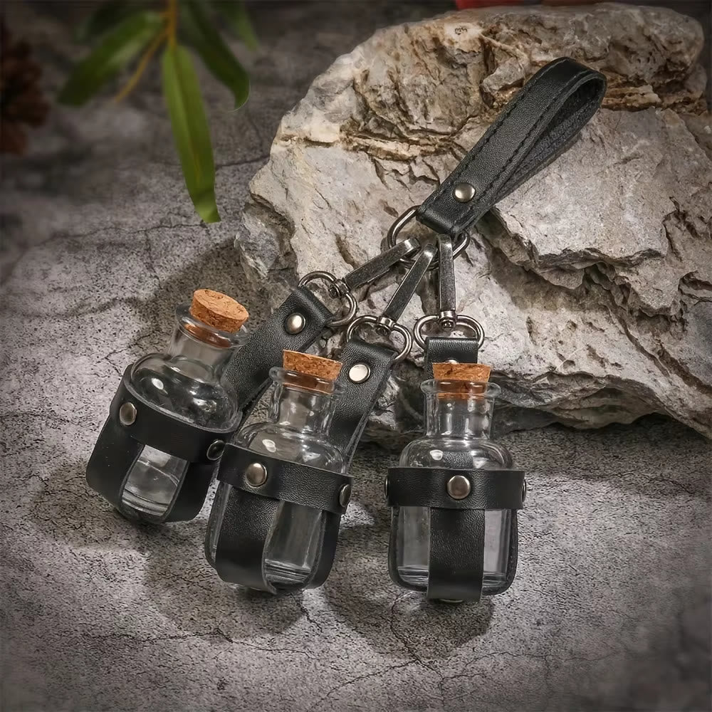 WorldNorse Vintage Leather Strapped Corked Potion Bottle Set - Black - image 3