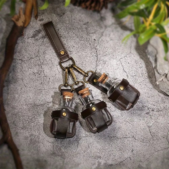 WorldNorse Vintage Leather Strapped Corked Potion Bottle Set - image 2
