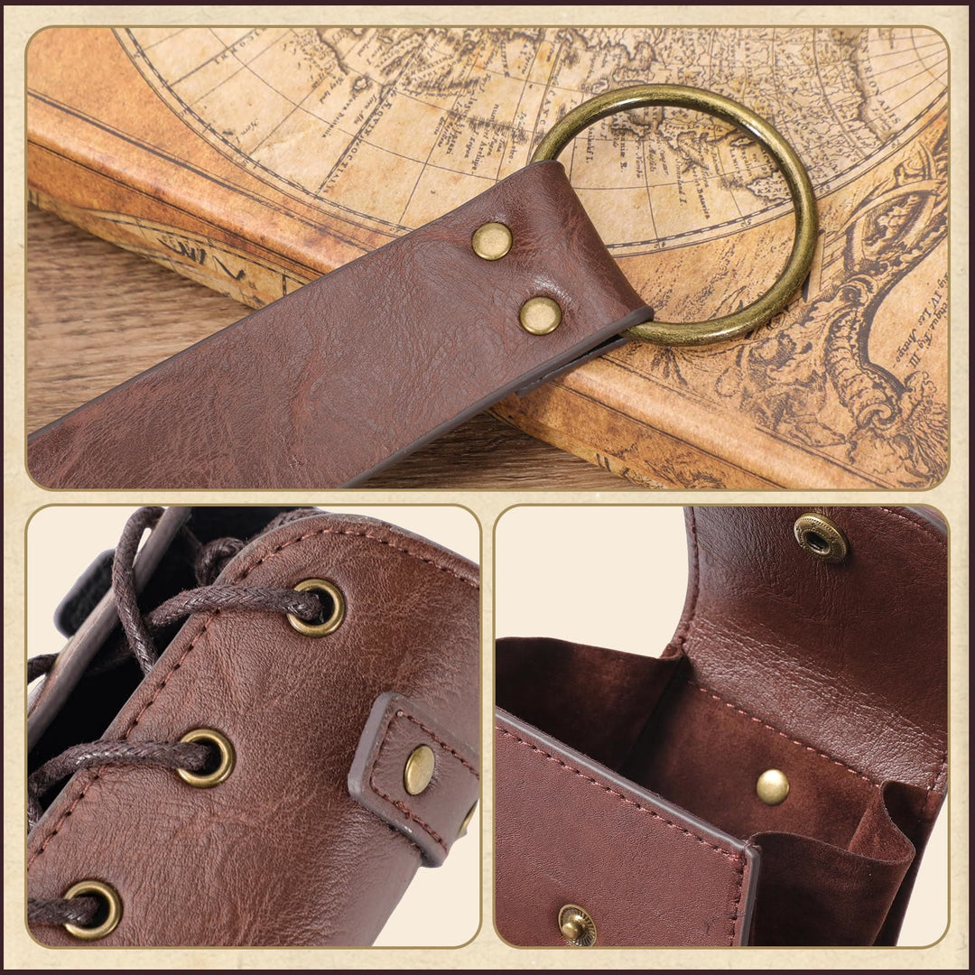 WorldNorse Vintage Dragon Embossed Buckled Bag Belt Arm Bracers Sword Belt Sheath Set - image 6