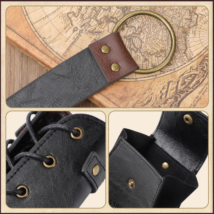 WorldNorse Vintage Dragon Embossed Buckled Bag Belt Arm Bracers Sword Belt Sheath Set - image 9