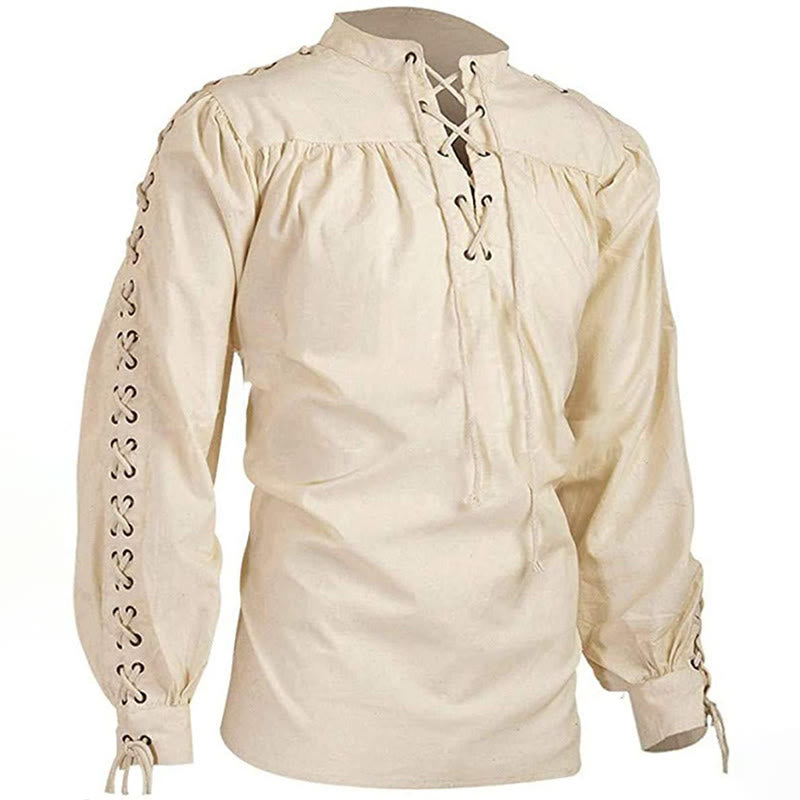 WorldNorse Medieval Laced Up Costume Shirt - Cream - US/UK/AU50，EU60 (5XL) - image 1