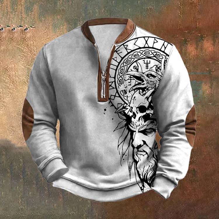 WorldNorse Mythic Vegvisir Skull Rune Zipper Sweatshirt - US/UK/AU52，EU62 (6XL) - image 0