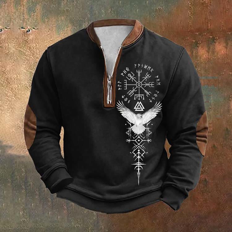 WorldNorse Nordic Emblazoned Vegvisir Valknut Zipper Sweatshirt - Black - US/UK/AU52，EU62 (6XL) - image 0