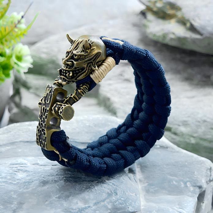 WorldNorse Viking Vintage Demon Axe Paracord Braided Bracelet - Dark Blue - Inner Circumference: 24cm (Full Length 28cm) - image 0