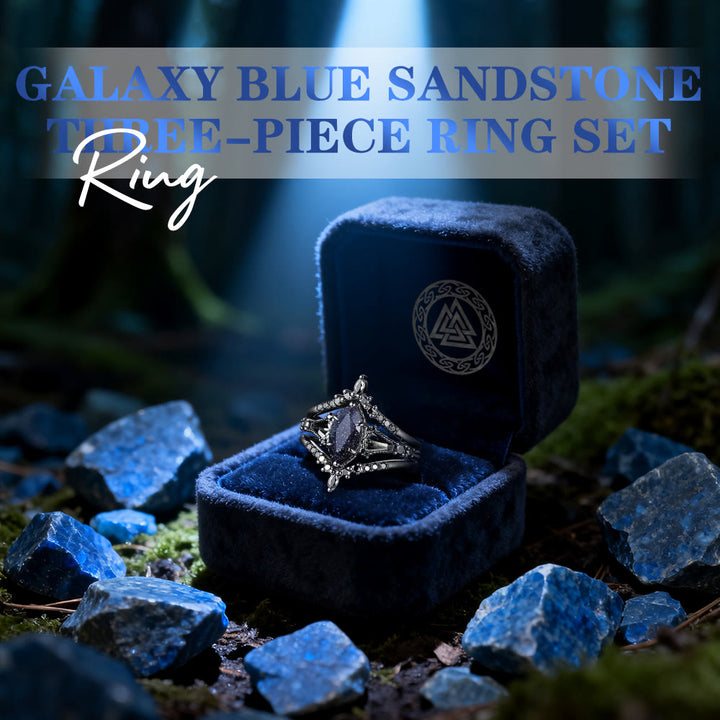 FREE Today: Galaxy Blue Sandstone Three-piece Ring Set - image 2