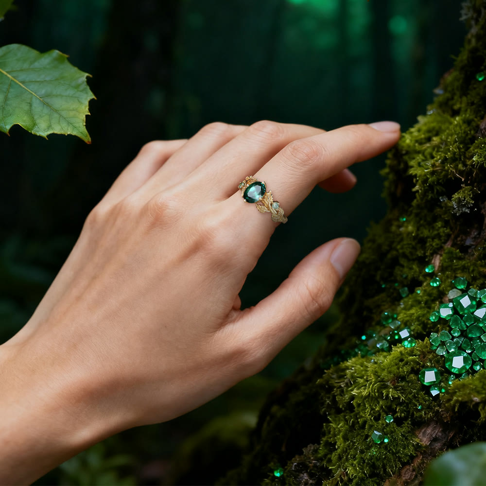 FREE Today: Emerald Leaf Serenity Ring - image 1