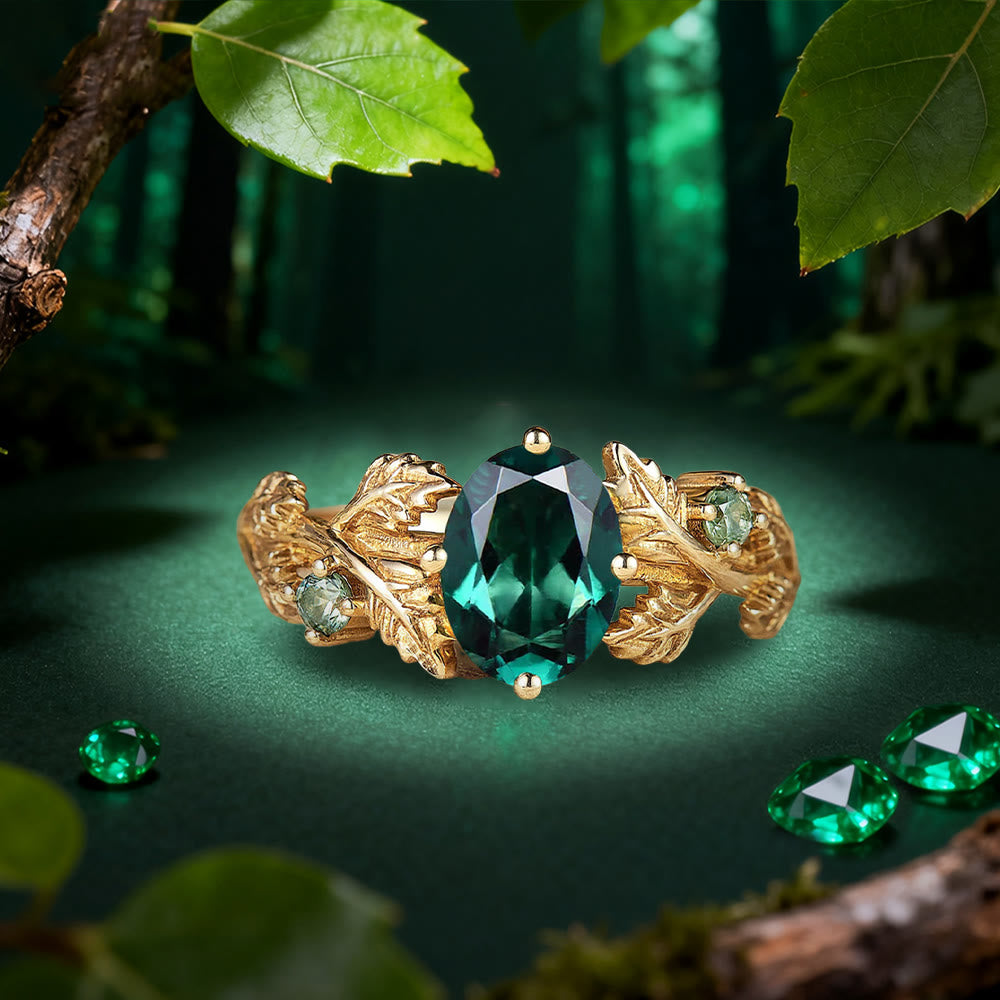 WorldNorse Emerald Leaf Serenity Ring - US 10 - image 0