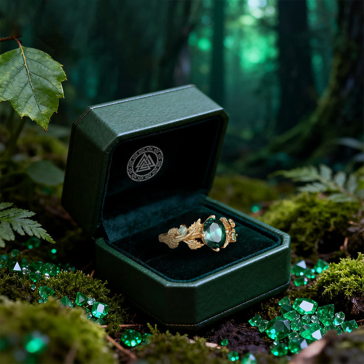 WorldNorse Emerald Leaf Serenity Ring - image 4