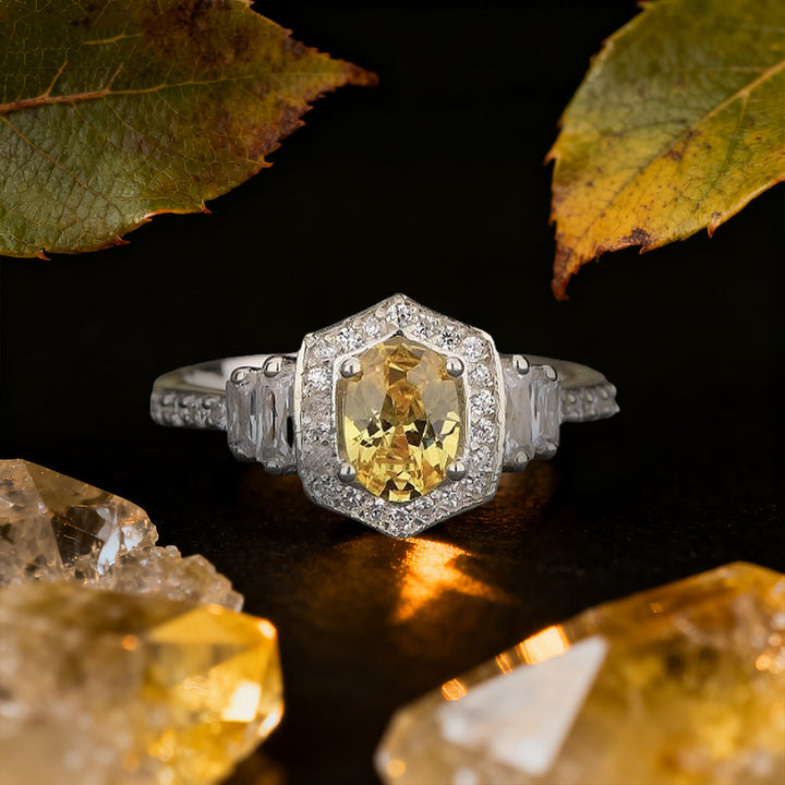WorldNorse Golden Radiance Citrine Halo Ring - US 10 - image 0