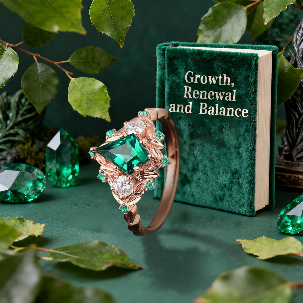 FREE Today: Kite Cut Emerald Cluster Leaf Ring - image 3