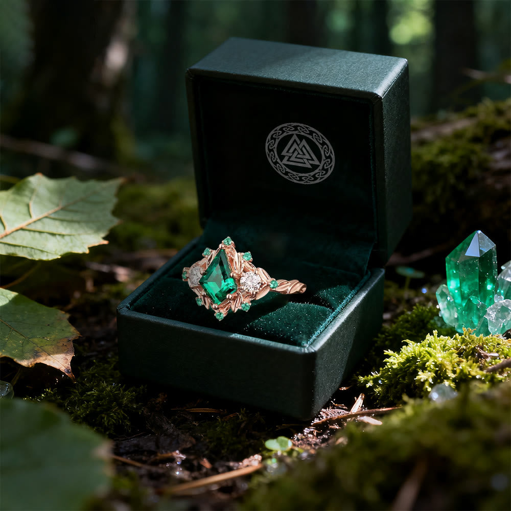 FREE Today: Kite Cut Emerald Cluster Leaf Ring - image 4