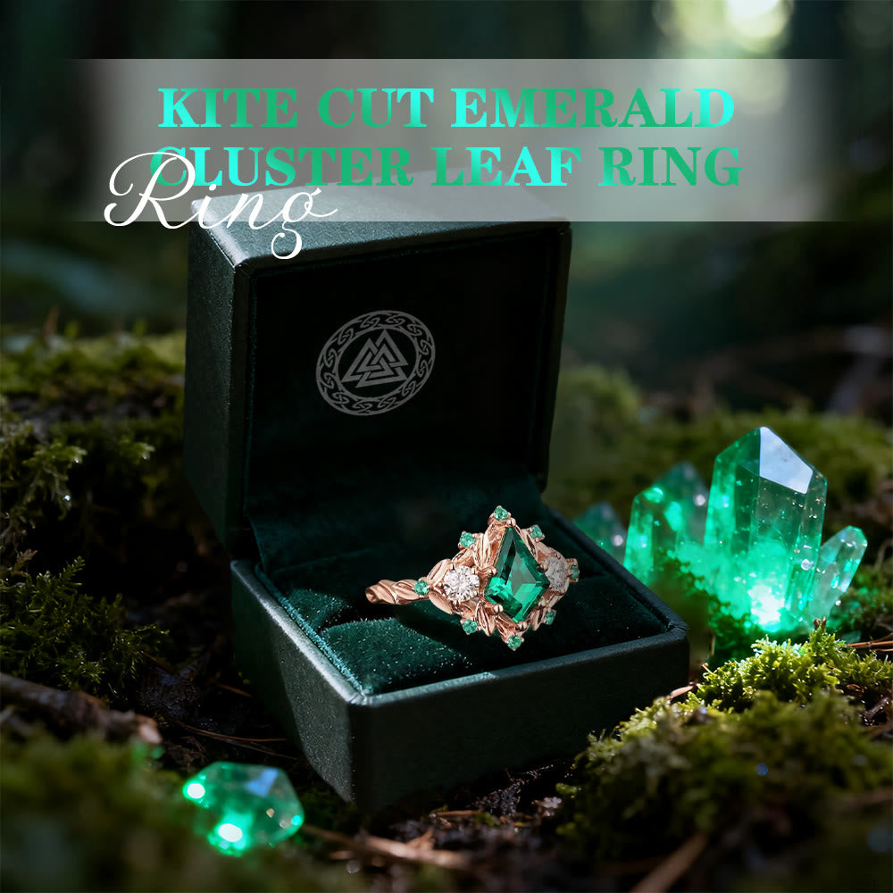 FREE Today: Kite Cut Emerald Cluster Leaf Ring - image 2