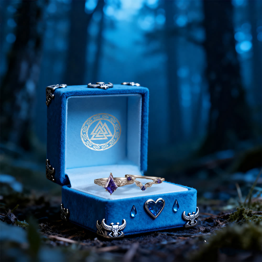 WorldNorse Sapphire Leaf Crown Ring Set - image 4