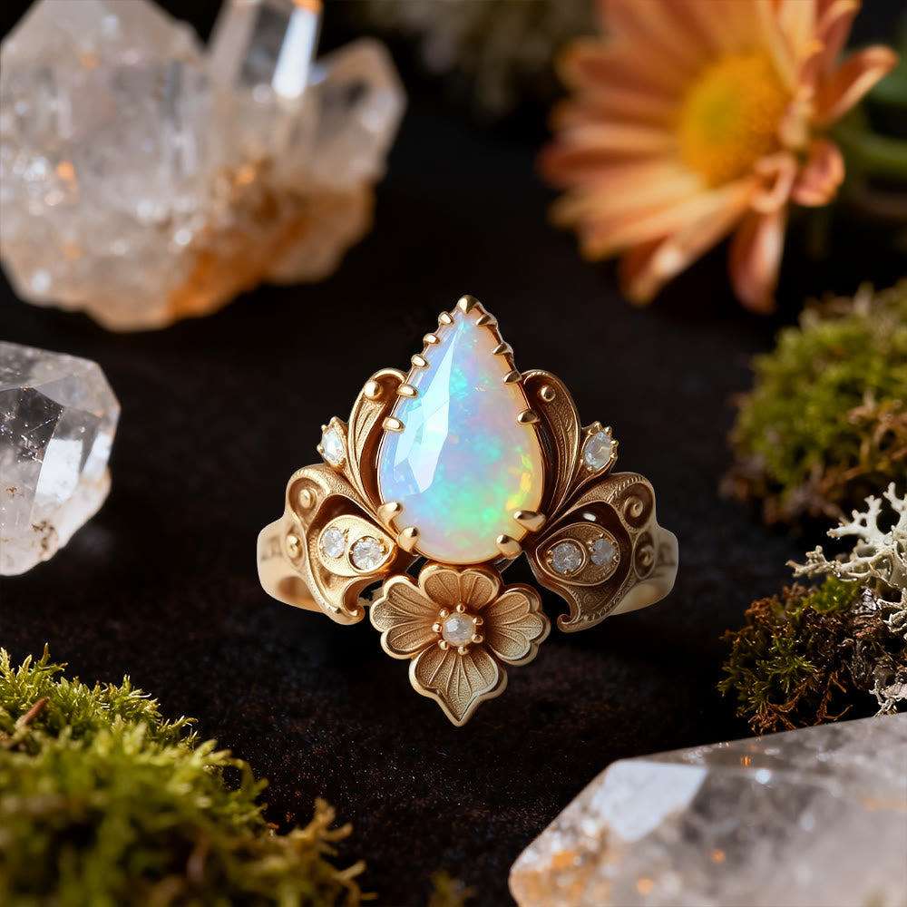 FREE Today: Flower Fire Opal Ring - US 10 - image 0