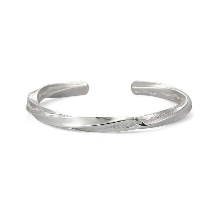 WorldNorse 999 Sterling Silver Engraved Wave Bracelet - image 2