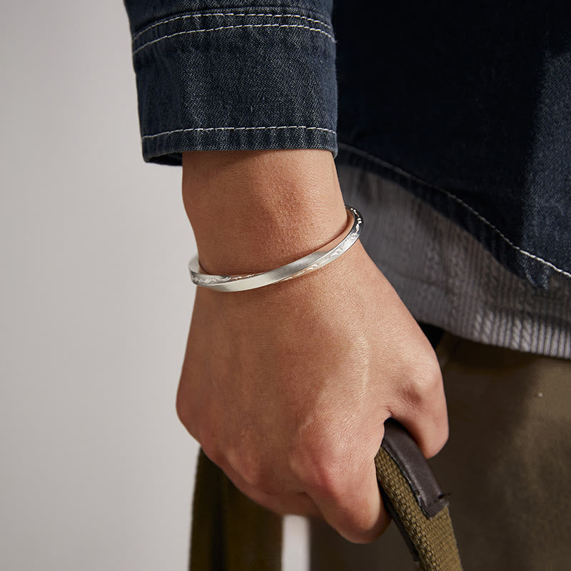 WorldNorse Handcrafted 999 Silver Engraved Wave Bracelet - image 3