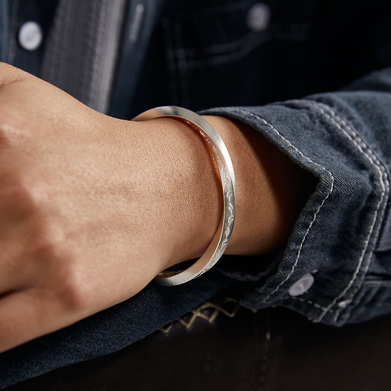 WorldNorse Handcrafted 999 Silver Engraved Wave Bracelet - image 1