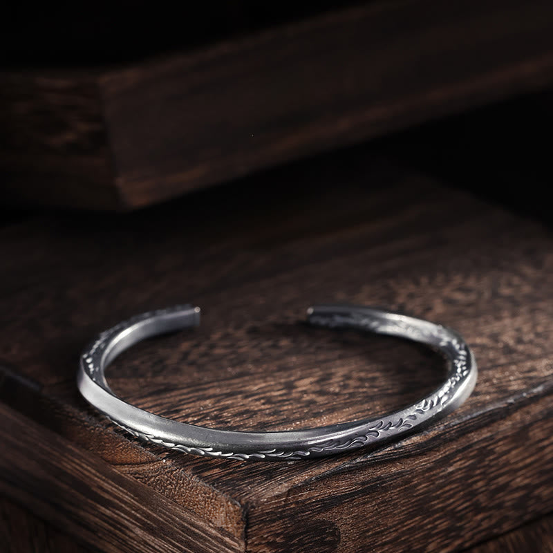 WorldNorse 999 Sterling Silver Engraved Wave Bracelet - Retro Black - Inner Circumference 18cm - image 4