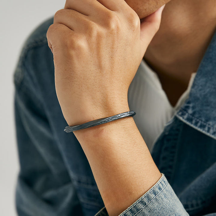 WorldNorse Handcrafted 999 Silver Engraved Wave Bracelet - image 6