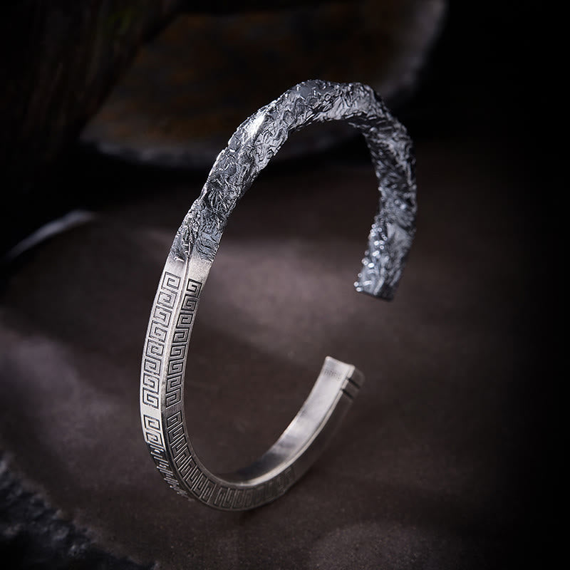 WorldNorse Handcrafted 999 Silver Textured Rock Bracelet - Inner Circumference 18-19 cm - NO THANKS - image 0