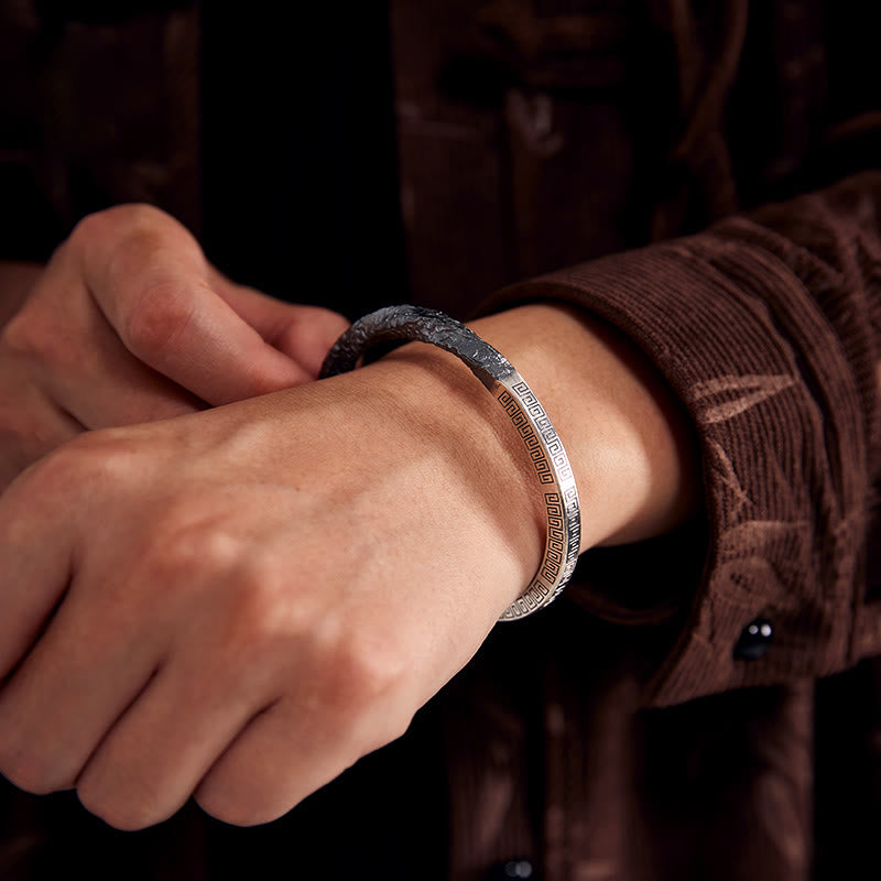 WorldNorse Handcrafted 999 Silver Textured Rock Bracelet - image 1