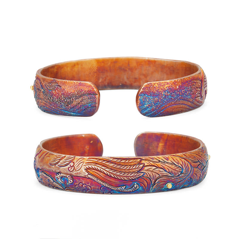 WorldNorse Handcrafted 999 Gold Hued Feather Engraved Bracelet - image 2
