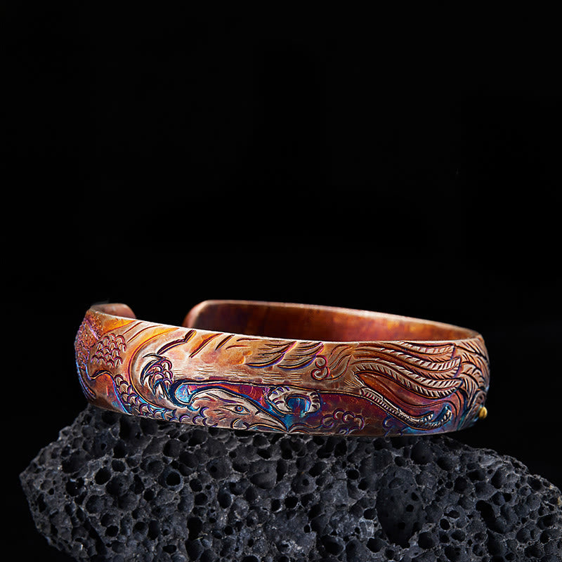 WorldNorse Handcrafted 999 Gold Hued Feather Engraved Bracelet - Inner Circumference 19 cm - image 0