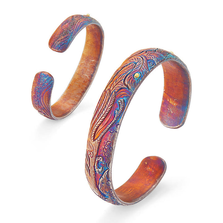 WorldNorse Handcrafted 999 Gold Hued Feather Engraved Bracelet - image 4