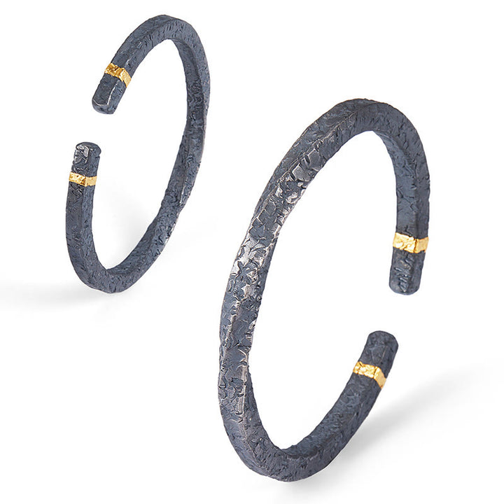 WorldNorse Handcrafted 999 Silver Dark Textured Gold Trimmed Twisted Bracelet - image 6