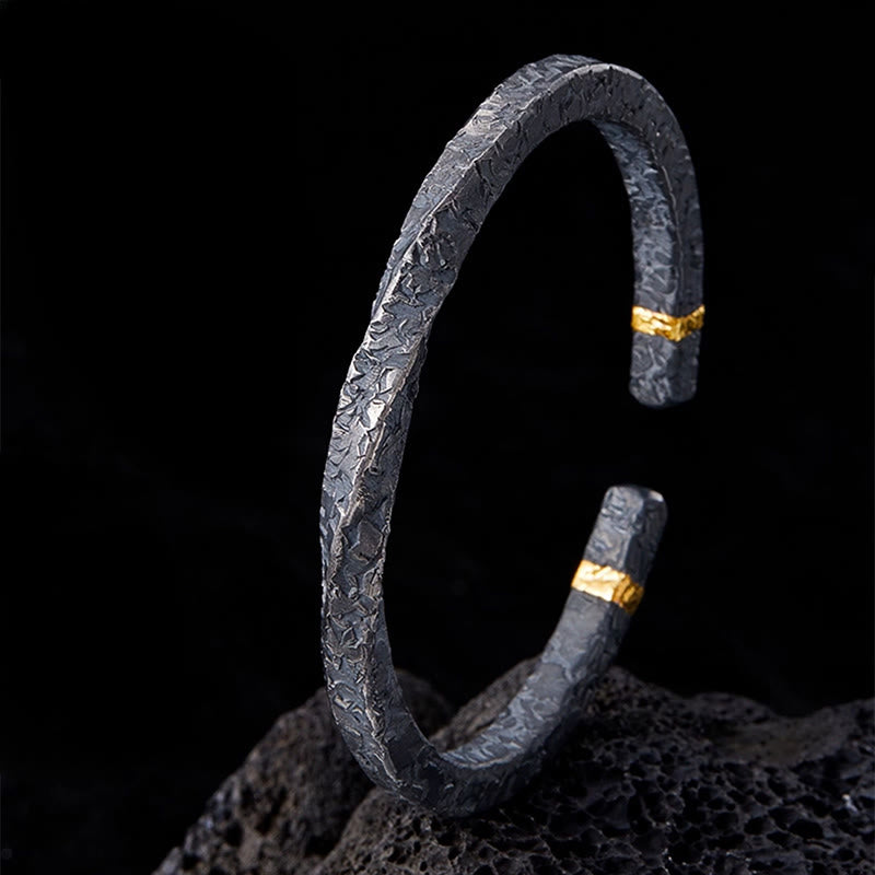 WorldNorse 999 Sterling Silver Dark Textured Gold Trimmed Twisted Bracelet - Inner Circumference 19 cm - image 2