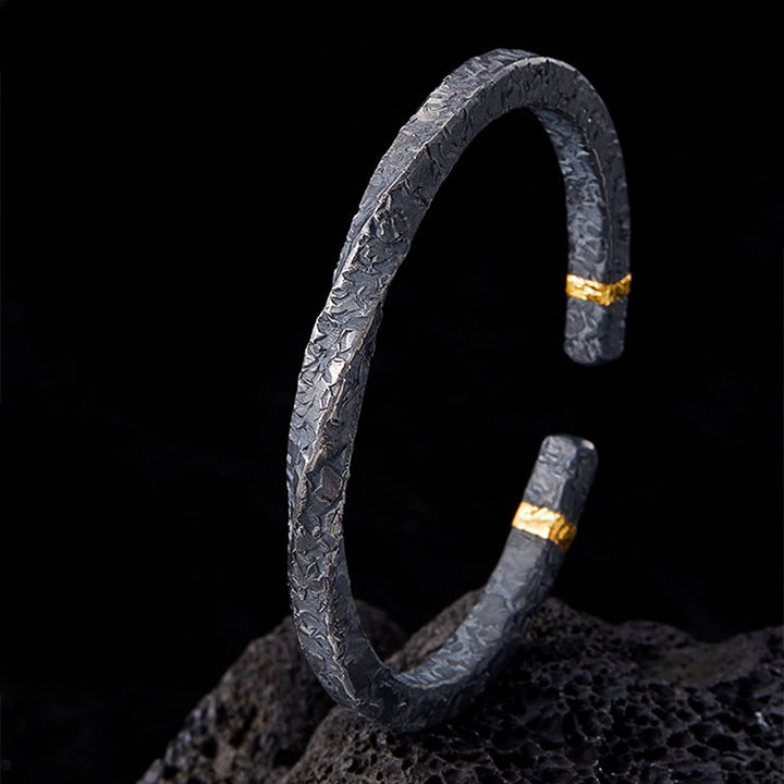 WorldNorse Handcrafted 999 Silver Dark Textured Gold Trimmed Twisted Bracelet - Inner Circumference 19 cm - image 2