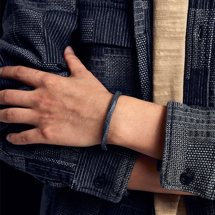 WorldNorse Handcrafted 999 Silver Dark Textured Gold Trimmed Twisted Bracelet - image 8