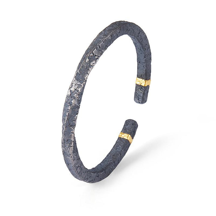 WorldNorse 999 Sterling Silver Dark Textured Gold Trimmed Twisted Bracelet - image 4
