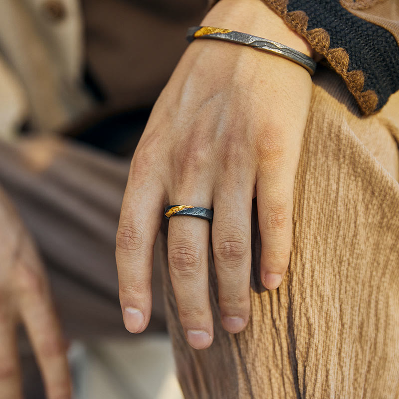 WorldNorse 999 Sterling Gold Flowing Fire Rugged Branch Ring - image 1