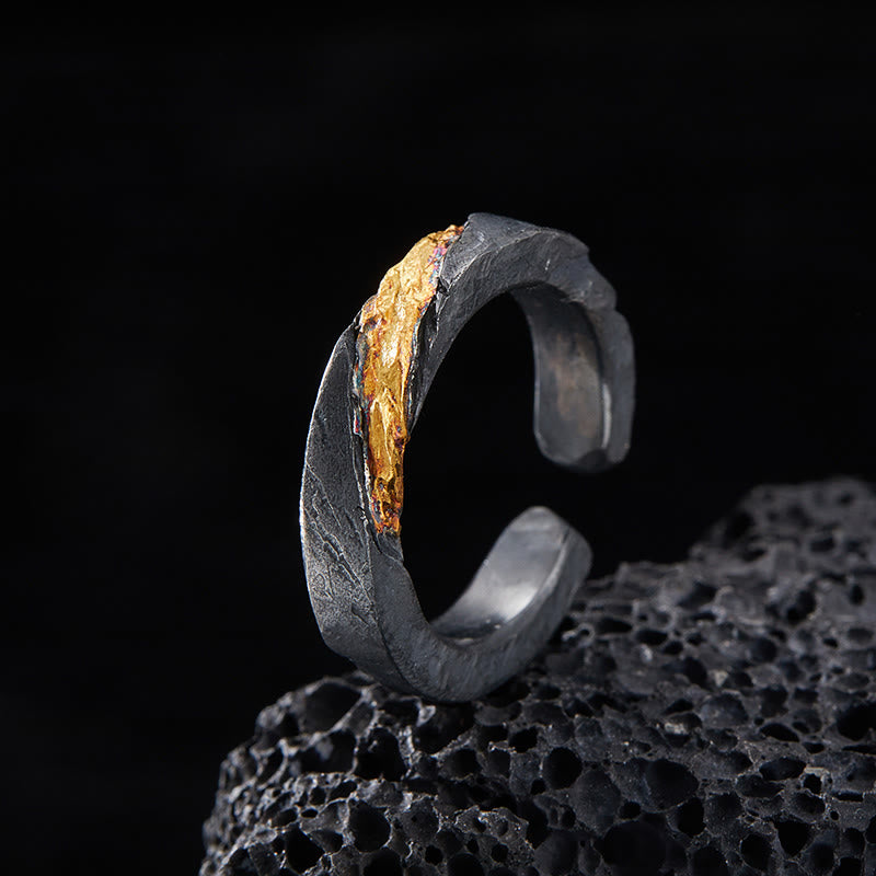WorldNorse Handcrafted 999 Gold Flowing Fire Rugged Branch Ring - Inner Circumference 62.5-65 mm - image 0