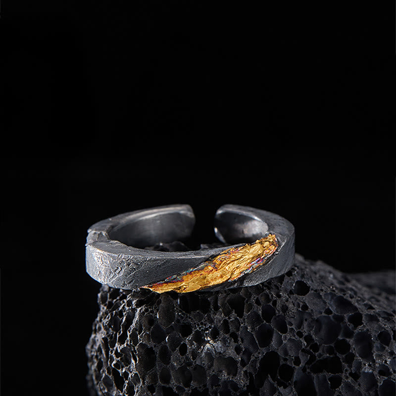 WorldNorse 999 Sterling Gold Flowing Fire Rugged Branch Ring - image 2