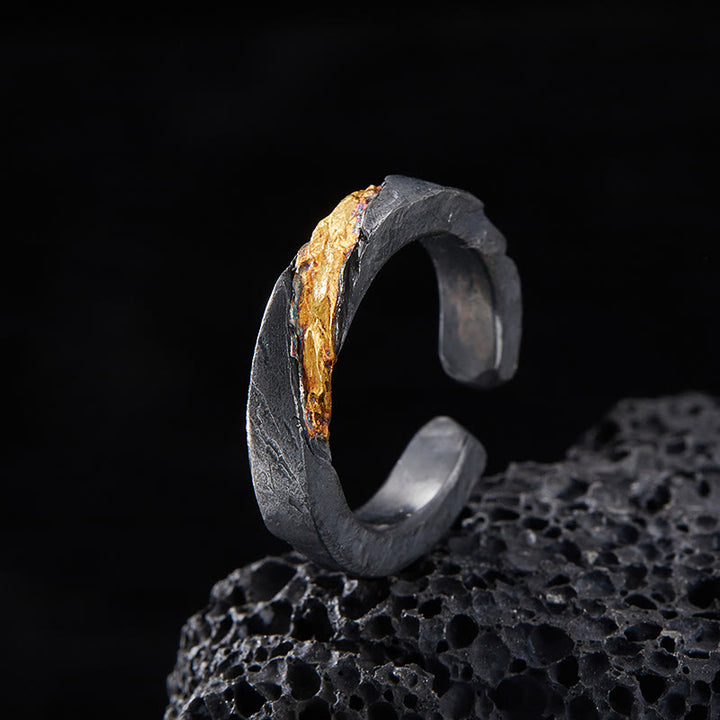 WorldNorse Handcrafted 999 Gold Flowing Fire Rugged Branch Ring - Inner Circumference 62.5-65 mm - NO THANKS - image 0