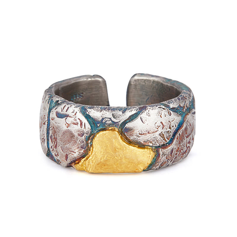 WorldNorse 999 Sterling Gold Multicolor Textured Ring - image 2