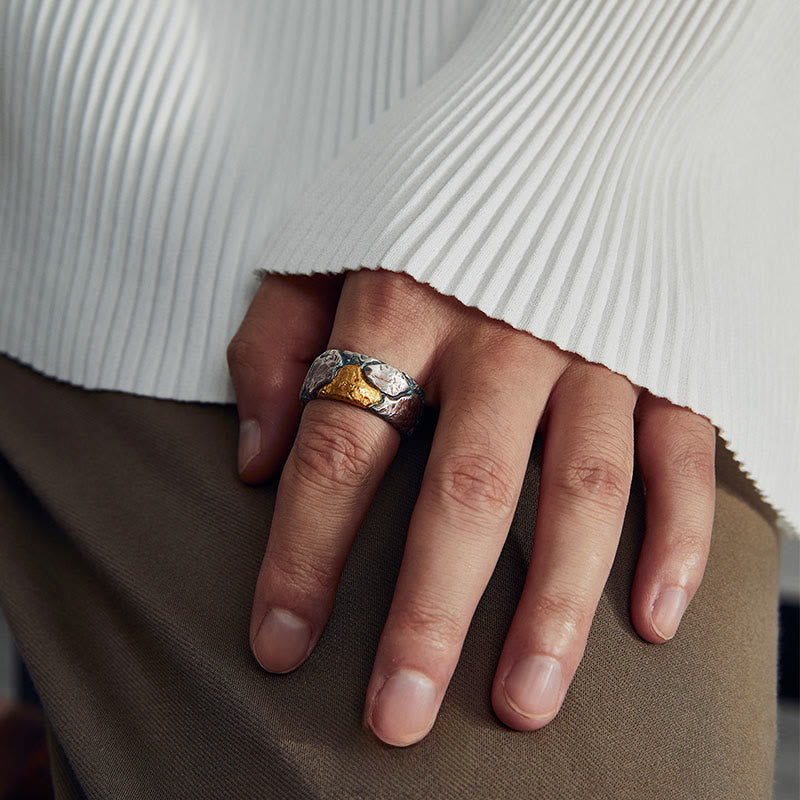 WorldNorse 999 Sterling Gold Multicolor Textured Ring - image 4