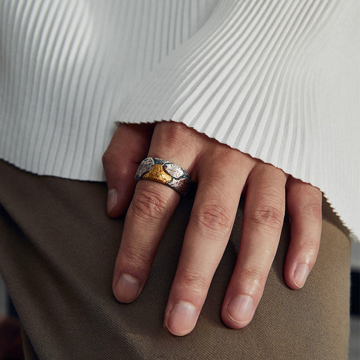 WorldNorse 999 Sterling Gold Multicolor Textured Ring - image 4