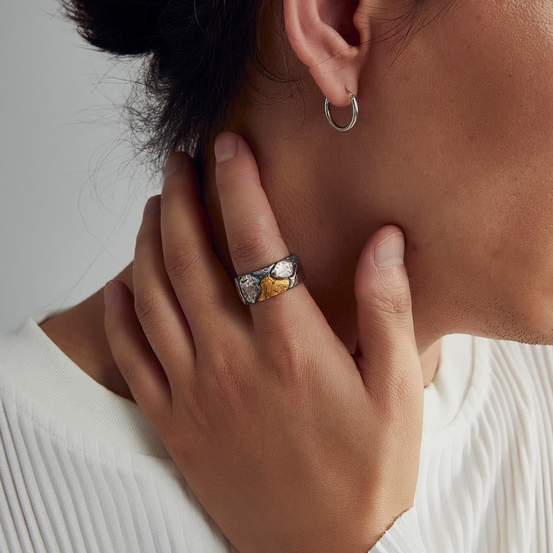 WorldNorse 999 Sterling Gold Multicolor Textured Ring - image 1