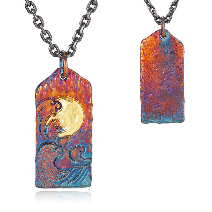 WorldNorse Handcrafted 999 Gold Hued Wave Moon Necklace - image 3