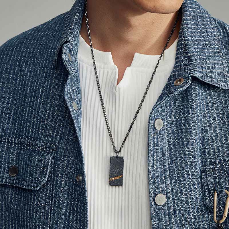 WorldNorse 999 Sterling Silver Dark Textured Rough Necklace - image 1