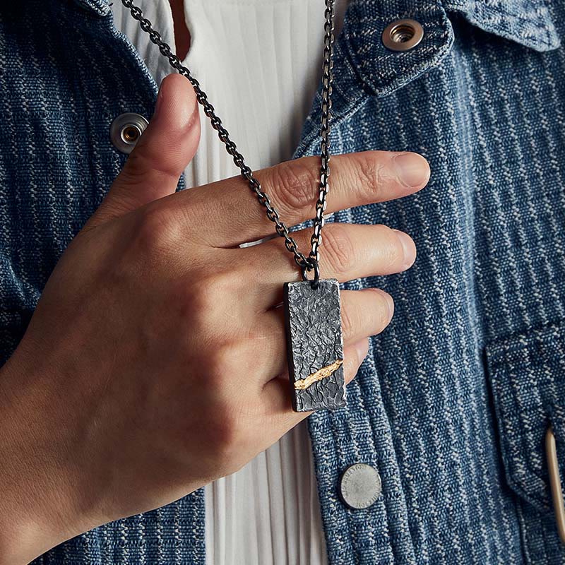 WorldNorse Handcrafted 999 Silver Dark Textured Rough Necklace - image 5